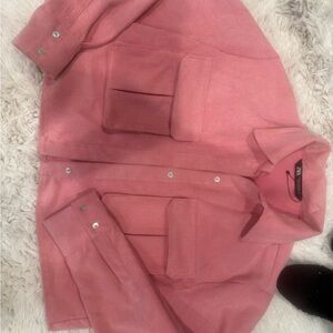 Zara pink corduroy Button-Up Jacket